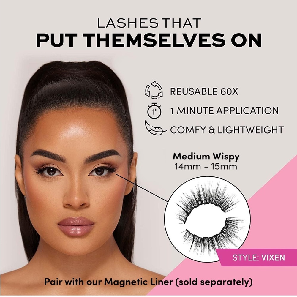 Glamnetic Magnetic Eyelashes - Vixen | Long Magnetic Lashes, 1 Pair - Picture 2 of 7